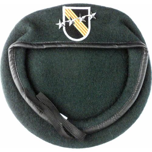 Green Beret U.S. Army Special Forces Group Hat with Silvery Stars Badge Wool Military Store