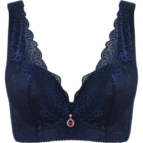 Full Coverage Push Up Bras Plus Size Bra with Pad Underwire Lace Beauty Back Brassieres D E Cup 36 to 52 Lace Sexy Lingerie 120E