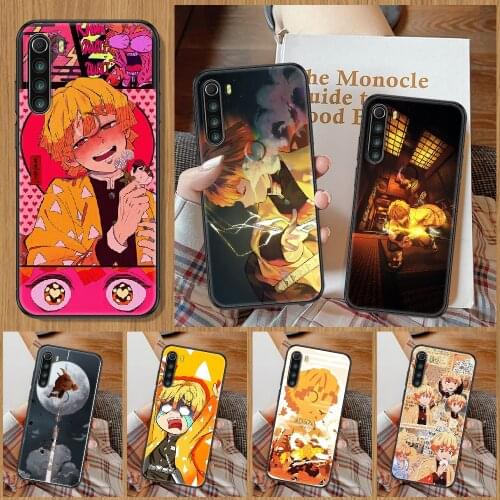 Demon Slayer Agatsuma Zenitsu Phone Case For Xiaomi Redmi Note 7 8 9 10 7A 8T 9A 9T 9S 10S Pro black art coque soft back luxury