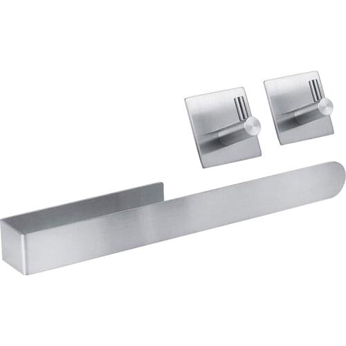 Towel Holder Without Drilling -Self-Adhesive 37 Cm -Bath Accessories - Practical Guest Towel Holder + 2X Towel Hooks