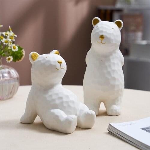 Home Decor Figurines Ceramic Sculpture Modern Art Bear Model Home Decoration Accessories for Living Room Christmas Decorations