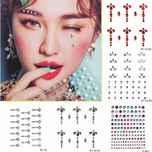 Jewel Tattoo Sticker Face Body Adhesive Festival Rave Glitter Party Make Up Gems