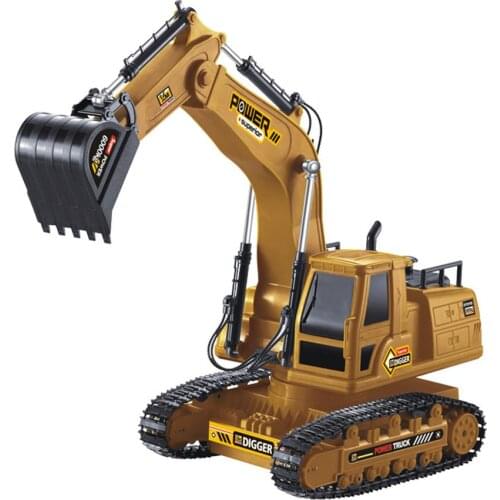 1:18 RC Excavator 10 Channels 2.4GHz Remote Control 680 Degrees Rotation Workbench Electric Digger Toy for Boys Girls Kids