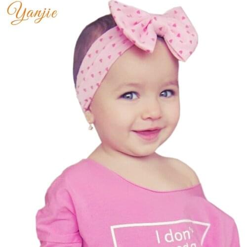 Girls Dot Elastic Headband Heart Print Hair Band For Kids Spring 2021 Soft Bow Headbands Birthday Gift Party Hair Accessories