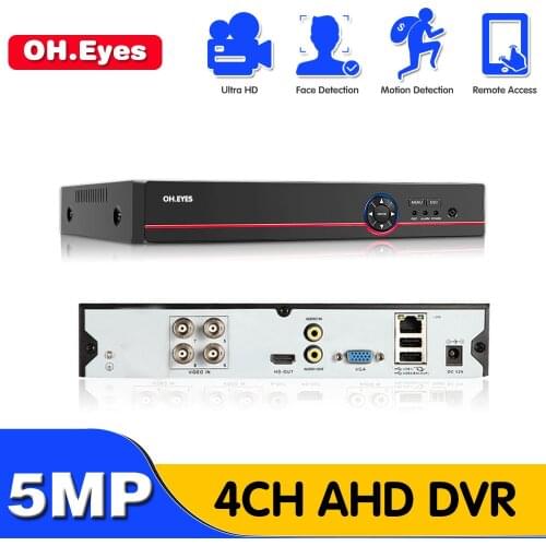 H.265 H.264 4ch AHD DVR 5MP CCTV 6 IN 1 5MP Hybrid Security DVR Recorder Camera Onvif P2P View For XVI/AHD/TVI/CVI/CVBS/IP Camer