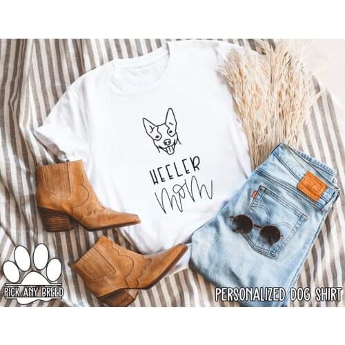 Heeler Mom Custom Dog Mama Shirt Cotton Plus Size Female Clothing O Neck Shirt Short Sleeve Girl Top Tee womens clothing goth