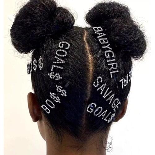 Crystal Words Hairgrip Hot Headwear Rhinestone Letters Hair Clips Good Quality Hair Accessories WHOLESALE