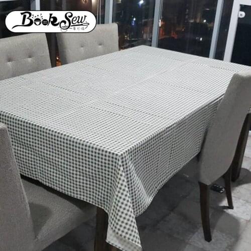 Booksew Thick Adiabatic Plaid Cotton Linen Rectangular Tablecloths Round Oval Desk Table Cover Home Decoration Wedding Mantel