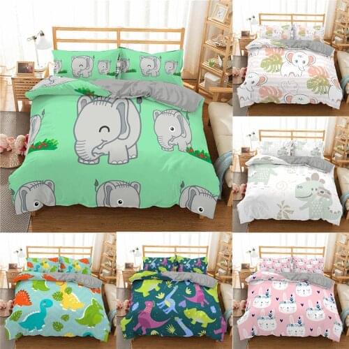Dinosaur Pattern 3D Printing Bedding Sets Lovely Kids Child Duvet Cover Girl Boy Unisex Pillowcase Bed Cover Linens Bedclothes