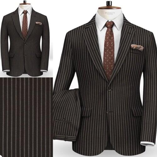 Brown striped Suit 2Pieces Custom 2021 New Fashion Singal Breasted Skinny Smart Cacual Jacket Wedding Part Wear