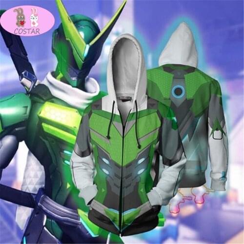 COSTAR Game Overwatch Shimada Genji Cosplay Costume Zip Hoodie Cosplay Mens and Womens Casual Sports Sweater New