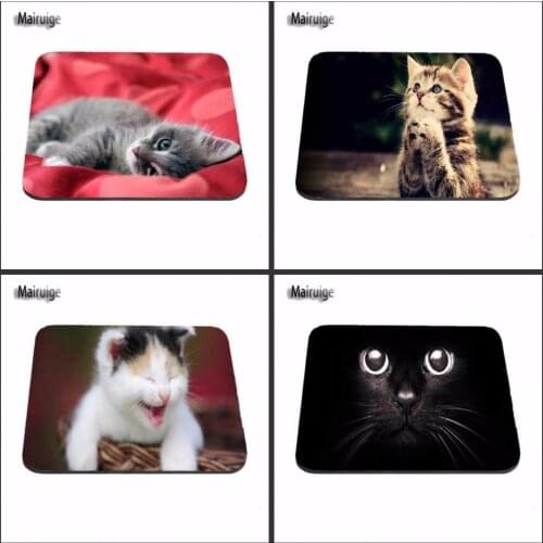 Mouse Pad Cute Cat Square Black Best Custom Pad Lockless Gaming Desk Mat Office Computer PC Mousepad 22x18cm/25x20cm