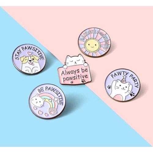 Cute Cat And Dog Party Enamel Pin Women Like Lapel Pins Badges Women Brooch Top Accessories Jewelry Gifts For Couples Wholesal