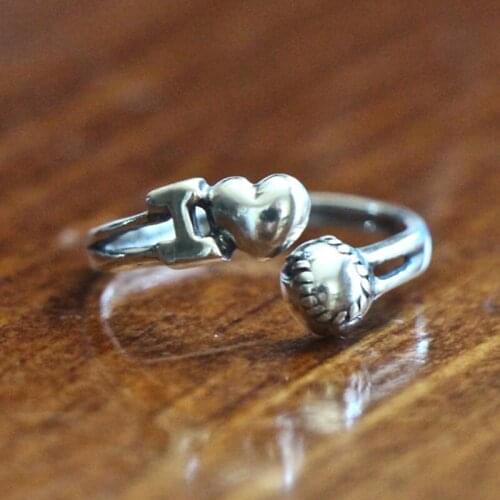 New Trendy Baseball Ring Adjustable Sports Team I Love Softball Player- Jewelry Gift Idea free ship