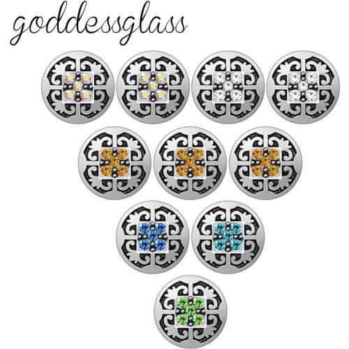 New Beauty 10pcs mixed Rhinestones Square patterns 12mm snap buttons fit 12mm snap bracelet jewelry wholesale KZ9106
