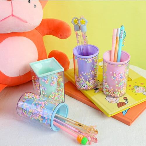 Creative Pen Holder Office Organizer Cosmetic Square Pencil Pen Stand Holder Stationery Container Office Storage School Supplies