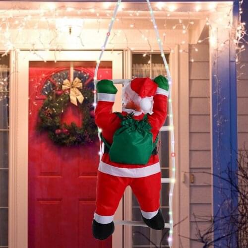 Christmas Man Climbing the Ladder Hanging Pendant With LED Light Christmas Window Pendant Festival Party Decor Supplies