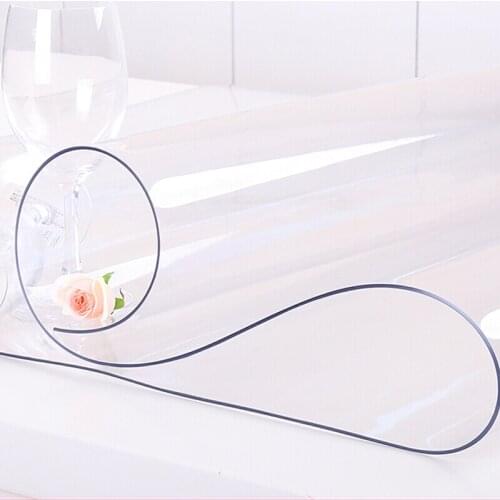 Transparent PVC Tablecloth Waterproof PVC Table Cloth Dining Table Cover Mat Soft Glass Cloth for Rectangular and Round Table