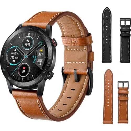 Genuine Leather Watch Band Strap for Honor Magic 2 46mm Replacement band for Huawei Watch GT 2 46mm Wrist strap new accessories