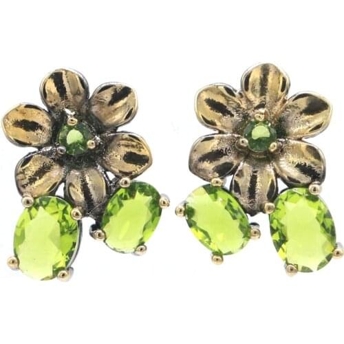 40x11mm Sublime Antique Created Pink Morganite Gift For Girls Black Gold Silver Earrings