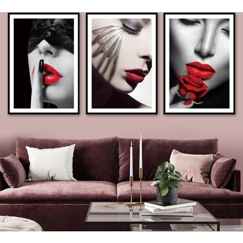Modern Fashion Girl Portrait Rose Flower Wall Art Canvas Painting Nordic Posters And Prints Wall Pictures For Living Room Decor