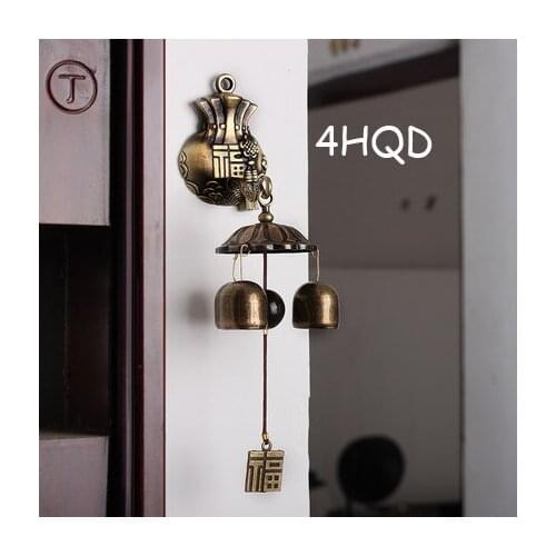 Jubaofu Bag Home Wall Hanging Bronze Three Bells Metal Self-Priming Feng Shui Wind Chimes Doorbell Home Decoration
