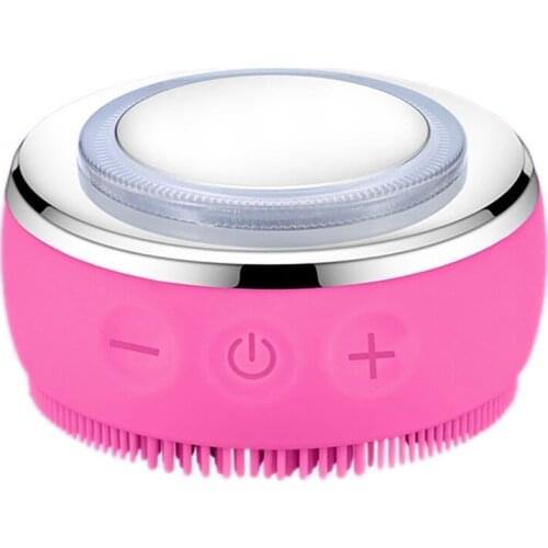 EMS Microcurrent LED Light Therapy Silicone Heating Face Cleanser Massage Facial Cleaning Brush Washing Brush
