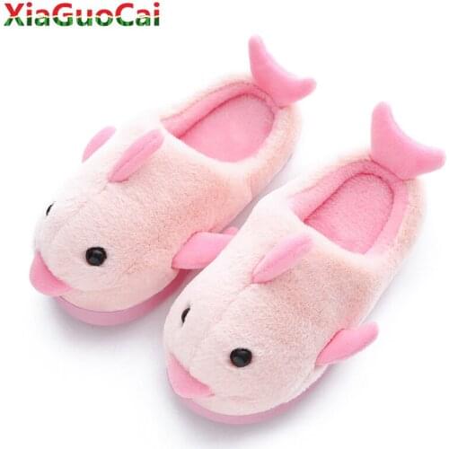 Family Couples Winter Warm Home Cotton Slippers Children Kids Indoor Shoes Soft Bottom Boys Girls Non-slip Home Dolphins Slipper
