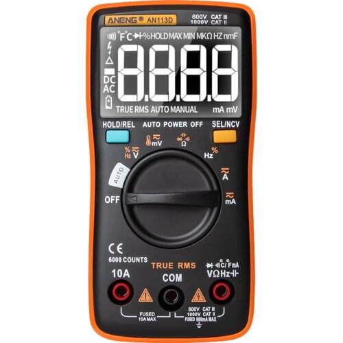 ANENG AN113D 6000 Counts LCD Digital Multimeter Transistor Tester Auto Rang AC/DC Voltage Meter