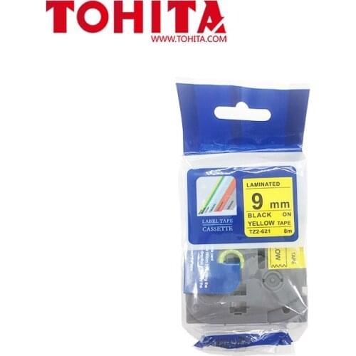 TOHITA 1PCS Black on White 9mm TZe-621 TZ2-6211 Label Tapes Compatible for Brother Label Printers