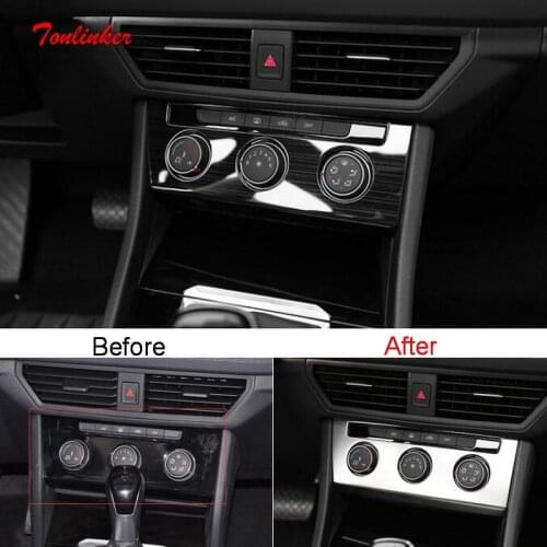 Tonlinker Interior Car Air Control Panel Cover Stickers for Volkswagen Jetta MK7 2019-20 Car Styling 1 PCS Metal Cover Stickers