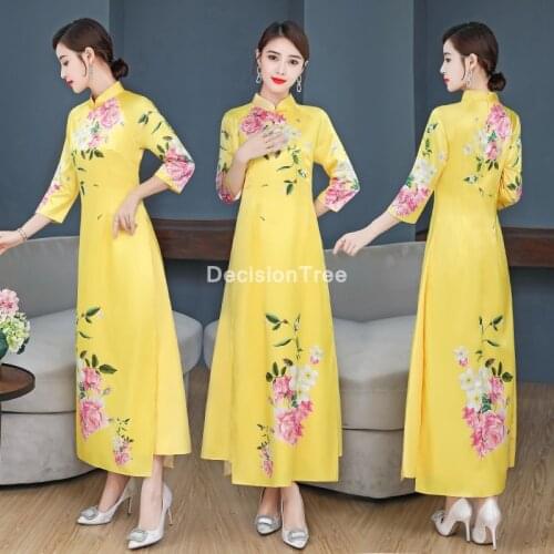 2021 Traditional Chinese Style improved cheongsam dress women traditional floral asian dress traditional cheongsam dress