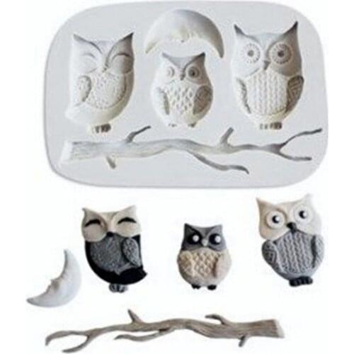 Three Owl Silicone Mold Fondant Mould Cake Decorating Tool Chocolate, Gumpaste Mold, Sugarcraft ,Kitchen Gadget