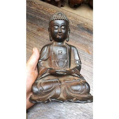 Trumpet pure iron sculpture Buddha statue antique iron Buddha Temple Buddhas ornament free shipping