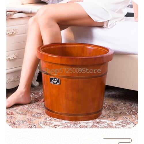 Oak Foot Bucket Household Deep Bucket Foot Basin Foot Bath Bucket Foot Bucket Wooden Leg Artifact Foot Therapy Bucket