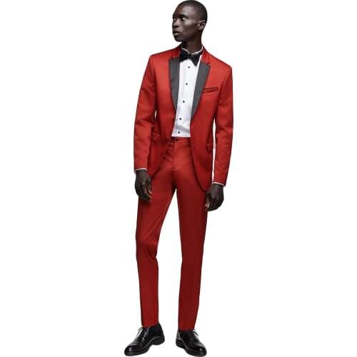 High Quality Two Buttons Groomsmen Notch Lapel Groom Tuxedos 2 Piece Men Suits Wedding/Prom Best Man Blazer ( Jacket+Pants+Tie)