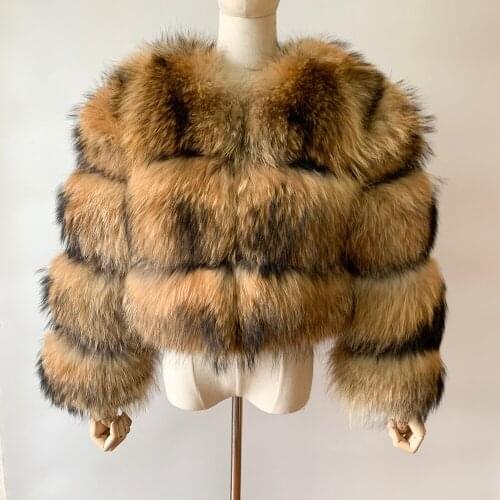 2021 Natural Raccoon Fur Removable Coat 7XL Winter Jacket Women Big Fluffy Real Fur Coat Thick Warm Outerwear Streetwear
