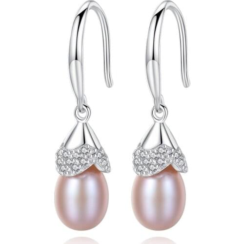 MetJakt S925 Sterling Silver Temperament All-match Freshwater Pearl Ladies Earrings