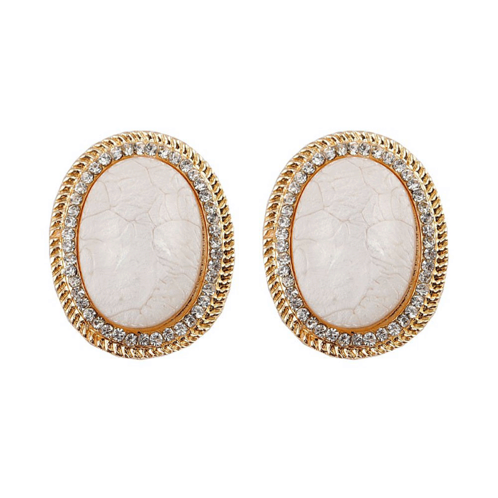 Charm Earrings Luxury oval Crystal Ear Clip Earrings Womens