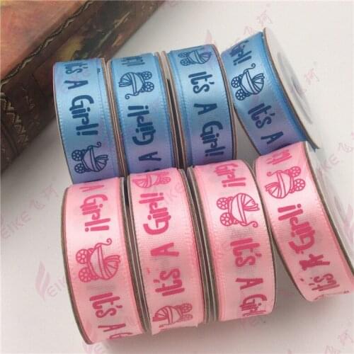 10 Yards/Roll Baby Shower Ribbon Satin Its A Boy / Girl Ribbon Gift Belt DIY Handmade Ribbons For Gender Reveal Birthday Party