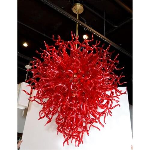 100% Blown Glass Chandelier Modern Hanging Red Art Decor Pendant Lamps with LED Bulbs