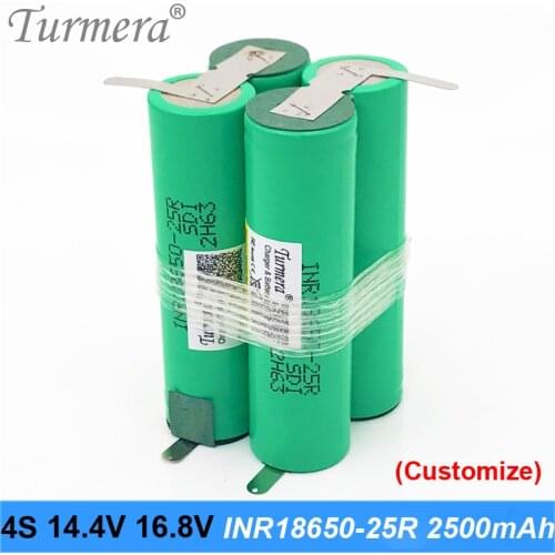 18650 2500mah battery 4s battery pack 25R 18650 20a battery 16.8v 14.4v welding battery for screwdriver tool customized