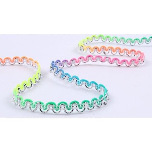 100Yards 5MM Colorful Gradient Small Edge Trim Curve Lace Fabric Wedding Dress Dance Costume Festive Hat Decoration Lace Strap