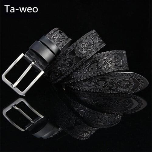 2018 New Arrival Fashion Mens Leather Belts, Antique Embossed Strap, Business Pin Buckle Designer Belts Men High Quality