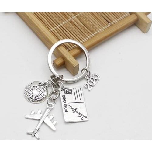 2020/2021 Creative Travel Keychain Airplane Postcard Map Flight Travel Souvenir Graduation Gift Best Friendship Charm Jewelry