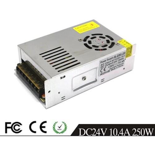 250W 10.4A 24V Switching Power Supply 110V 220V Transformer AC DC24V SMPS for LED Strip Light Module Display 3D Printer CNC CCTV