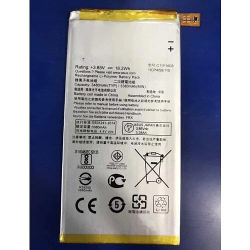 3480mAh C11P1603 Replacement Batteries For ASUS ZenFone 3 Deluxe ZS570KL ZenFone3 Mobile Phone with repair tools