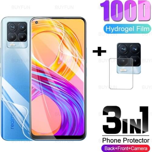 3in1 Front Back Hydrogel Film For Realme 8 Pro full cover screen protector film for realme 8 pro 6.4inch rmx3081 Camera glass