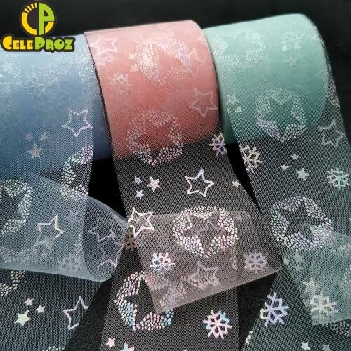6cm 25Yards Iridescent Tulle Mesh Roll Illusory Ribbon For Handmade Bowknot Wedding Birthday Gift Wrap Scrapbook Decoration