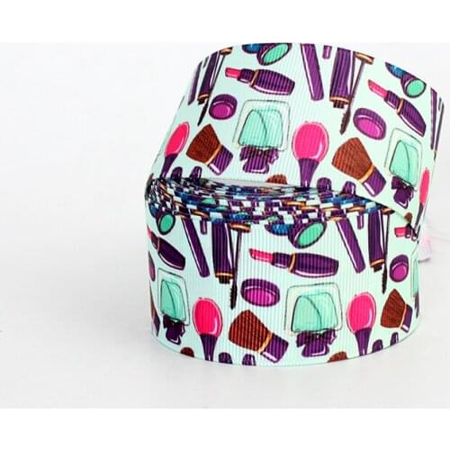 9mm/16mm/22mm/25mm/38mm/75mm light green cosmetic print grosgrain ribbon 10/25/50yards DIY gift wrap sewing wedding decor ribbon